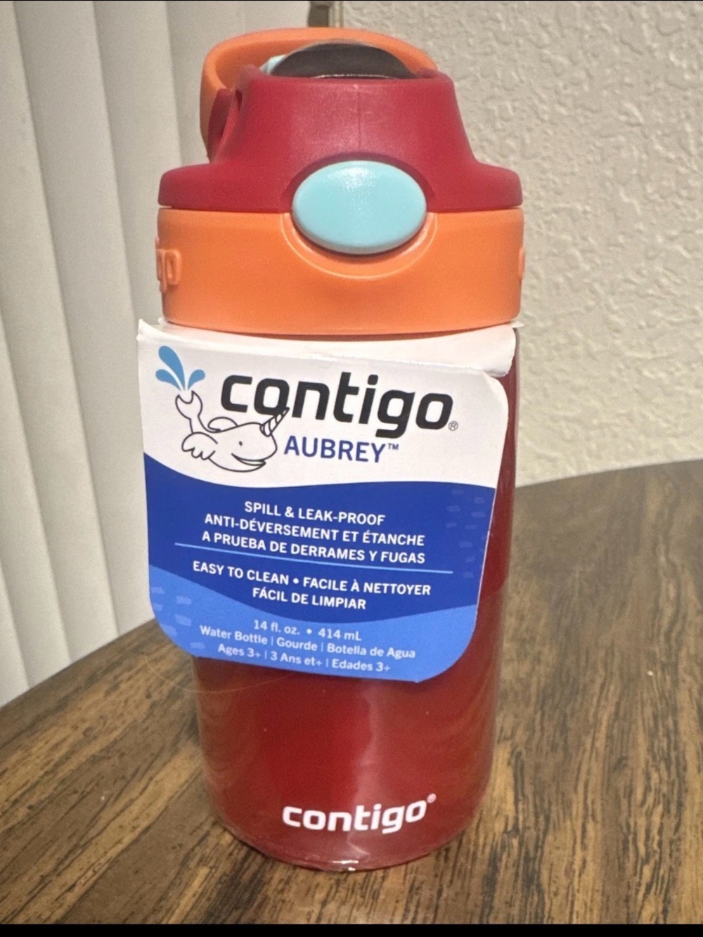 Contigo Aubrey Kids Water Bottle in Red with Orange Cap